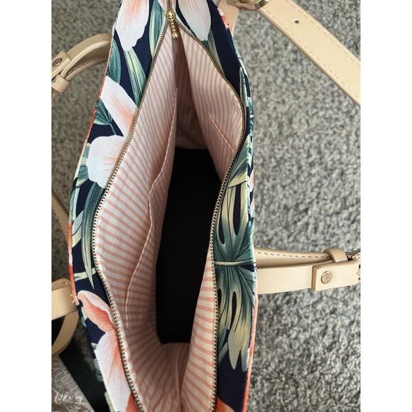 Hawaiian Floral Canvas Tote Bag Zipper Closure Hibiscus Flowers 💐 - Picture 6 of 11